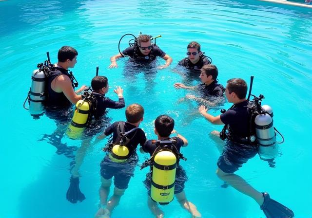 Scuba student practicing buoyancy