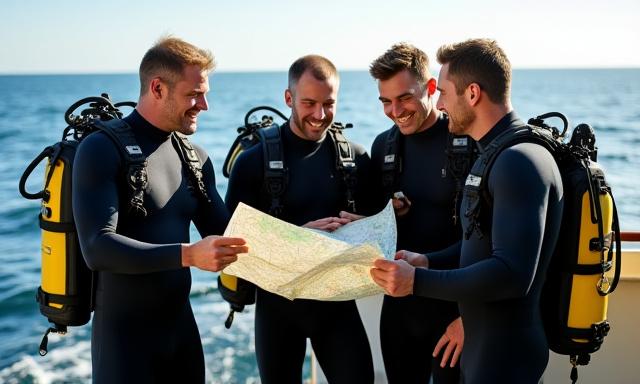 Pythagoras Divers team planning a trip